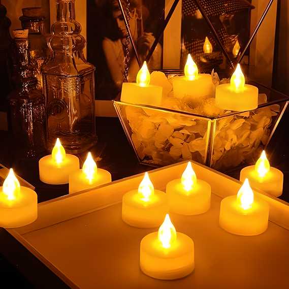 Serene Glow: Battery-Operated LED Candle Diya Lights (12 Pack)