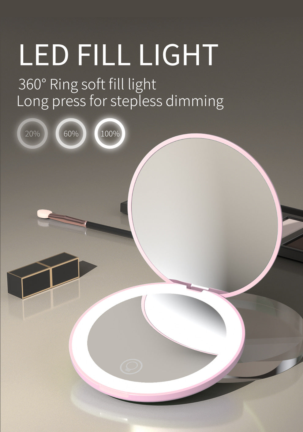 Compact Mirror with LED Light