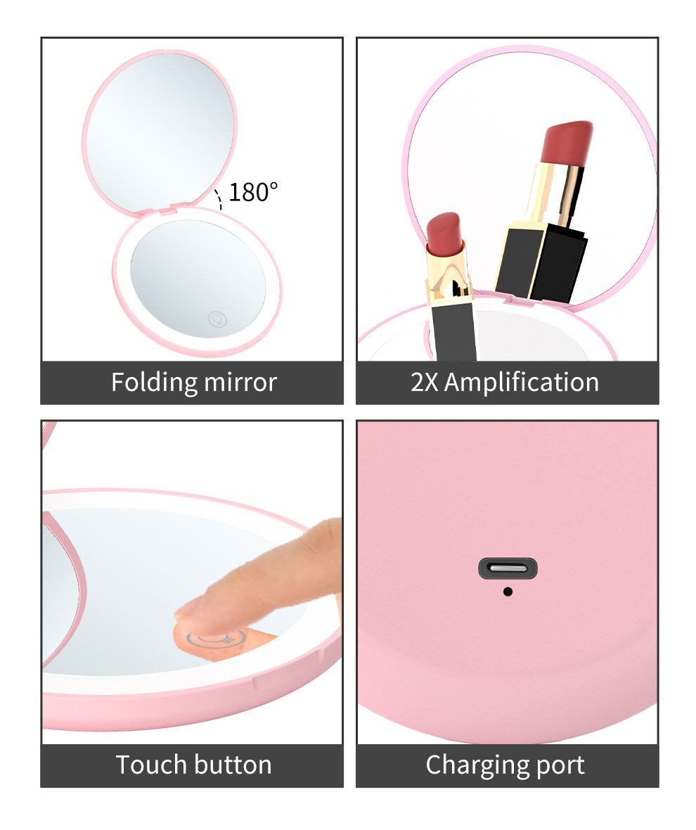 Compact Mirror with LED Light